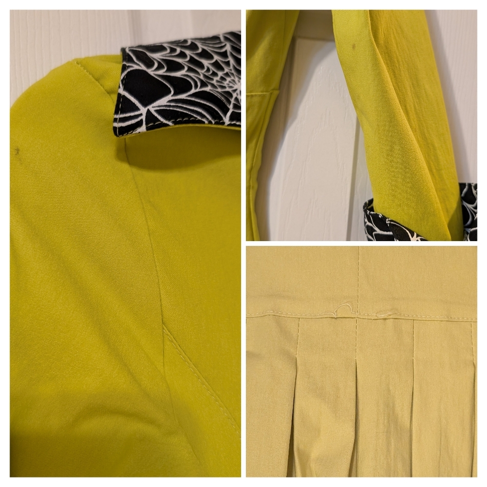 Pinup Couture Chartreuse Spiderwebs Lorelei dress - S - Picture 4 of 5
